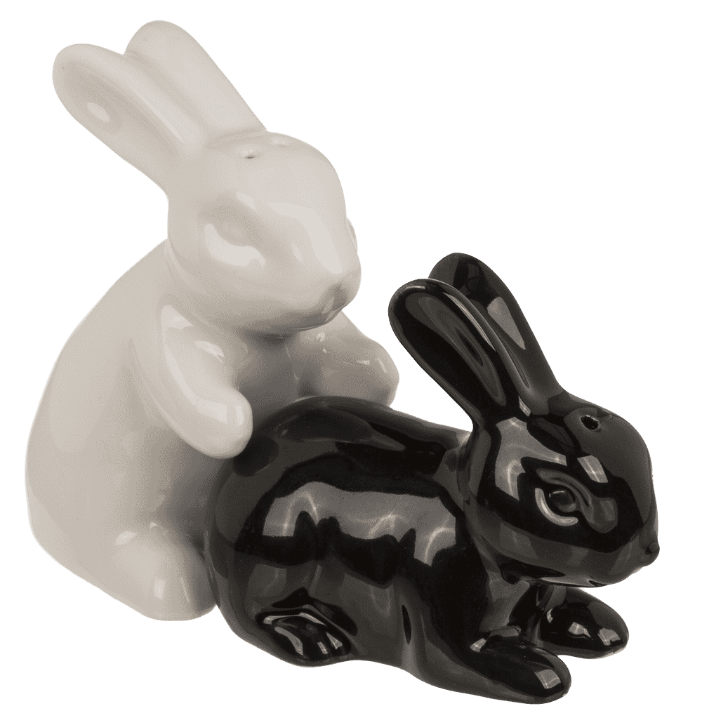 Salt & pepper shaker, rabbits, 11 x 4.5 x 8 cm,