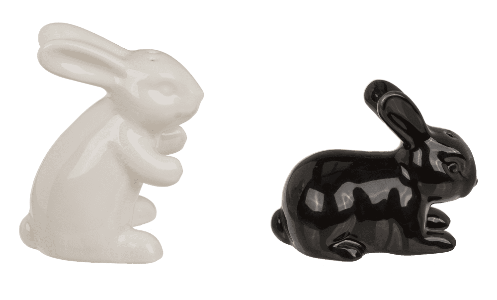 Salt & pepper shaker, rabbits, 11 x 4.5 x 8 cm,