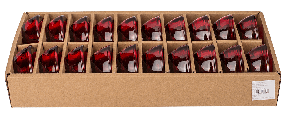 Red glass tealight holder, Heart,