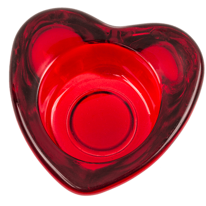 Red glass tealight holder, Heart,