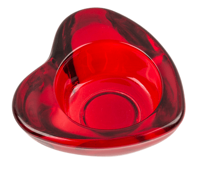 Red glass tealight holder, Heart,