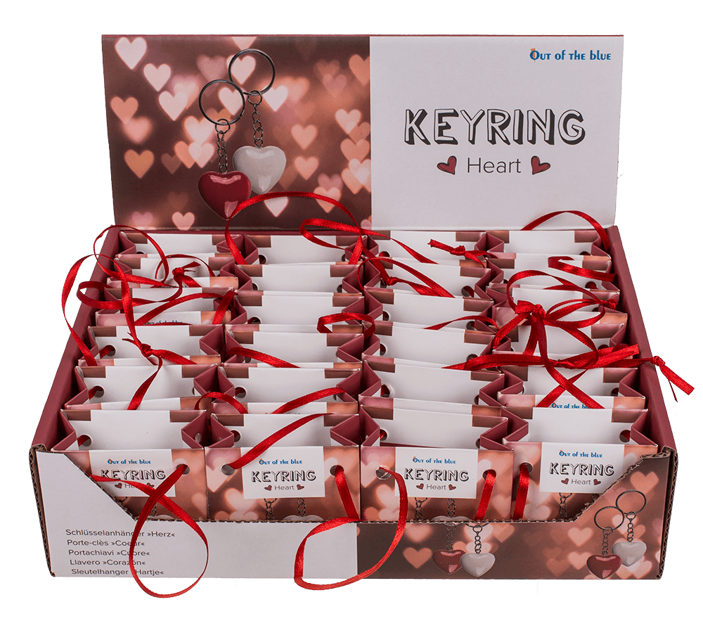 Metal keyring, polyresin heart,