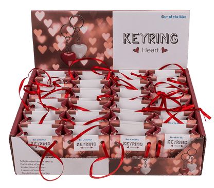 Metal keyring, polyresin heart,