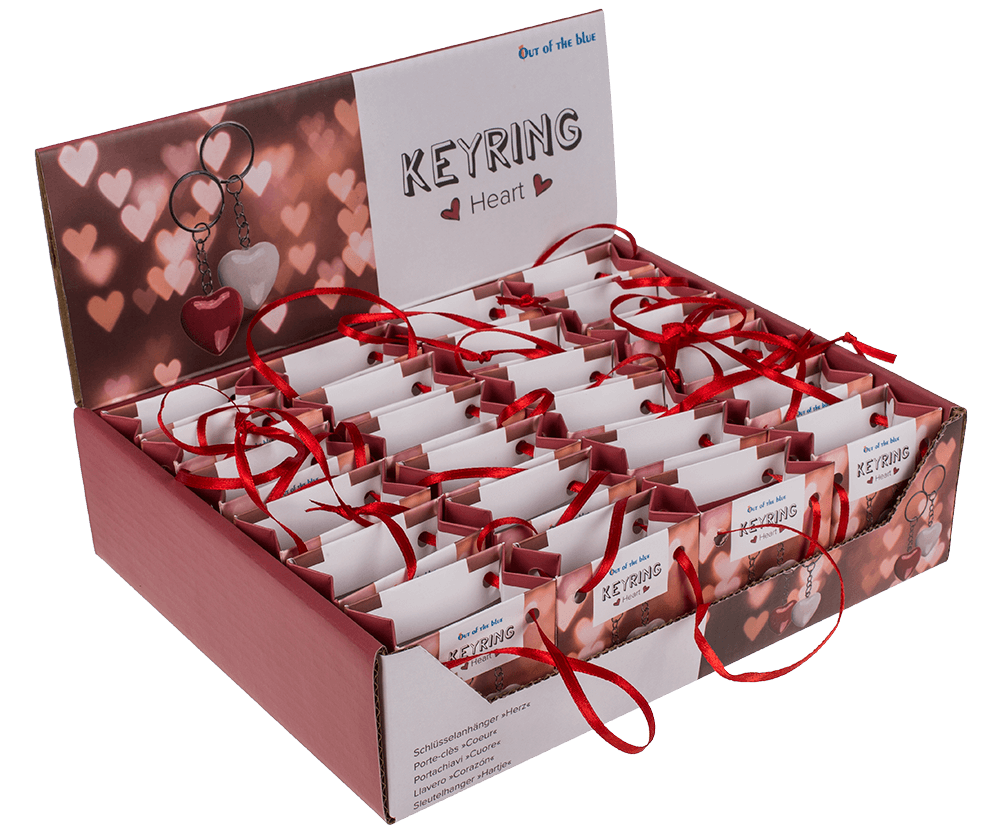 Metal keyring, polyresin heart,