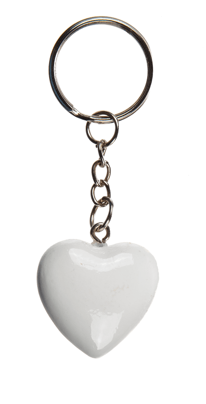 Metal keyring, polyresin heart,