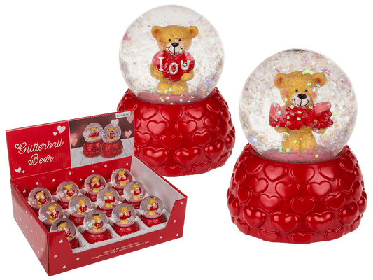 Polyresin glitter globe, bear,