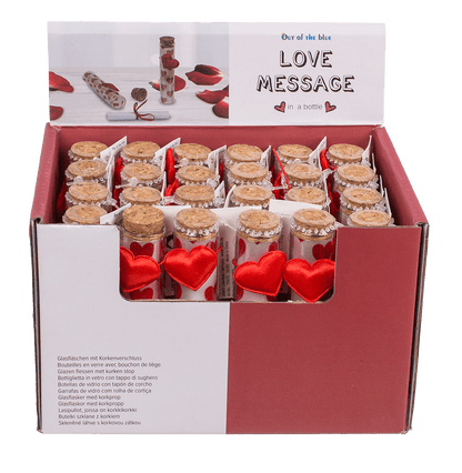 Glass bottle with cork stopper, Love,