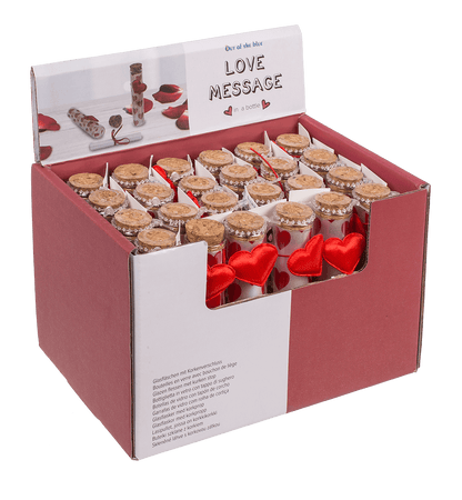 Glass bottle with cork stopper, Love,