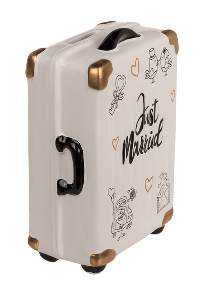 Saving bank, trolley suitcase, Just Married,