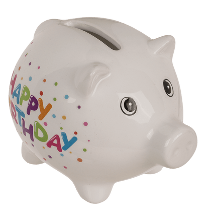 "Happy birthday" Saving bank, ca. 8,8 cm,