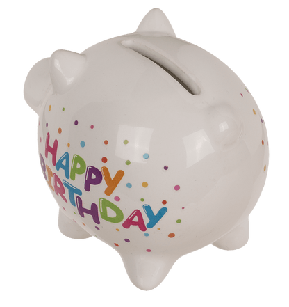 "Happy birthday" Saving bank, ca. 8,8 cm,