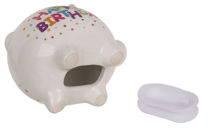 "Happy birthday" Saving bank, ca. 8,8 cm,