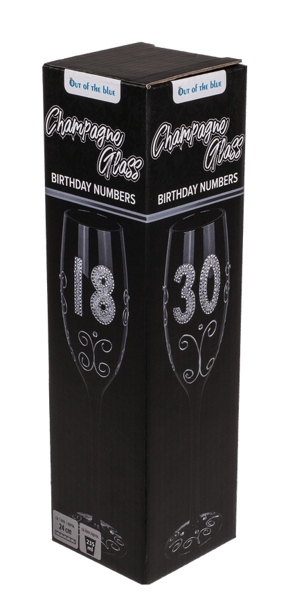 Black champagne glass with silver glitter,