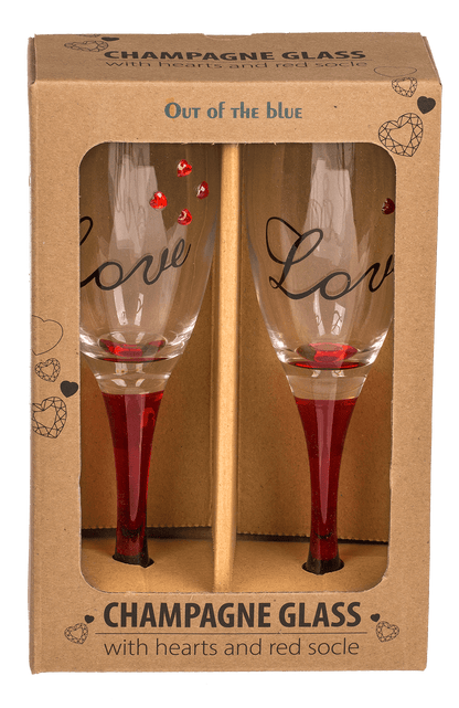 Champagne glass with hearts and red socle,