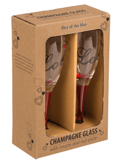 Champagne glass with hearts and red socle,