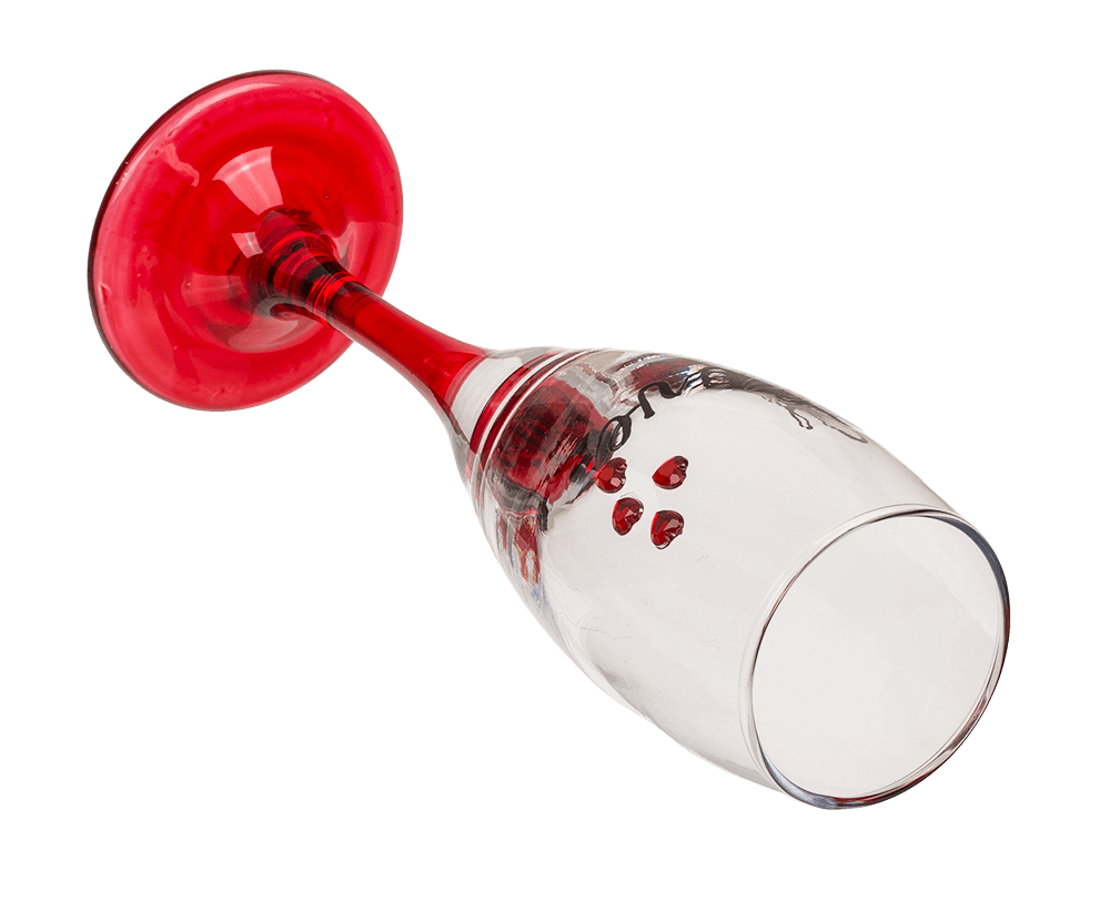 Champagne glass with hearts and red socle,