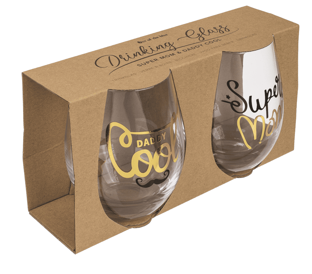 Drinking glass, Super Mom & Daddy Cool,