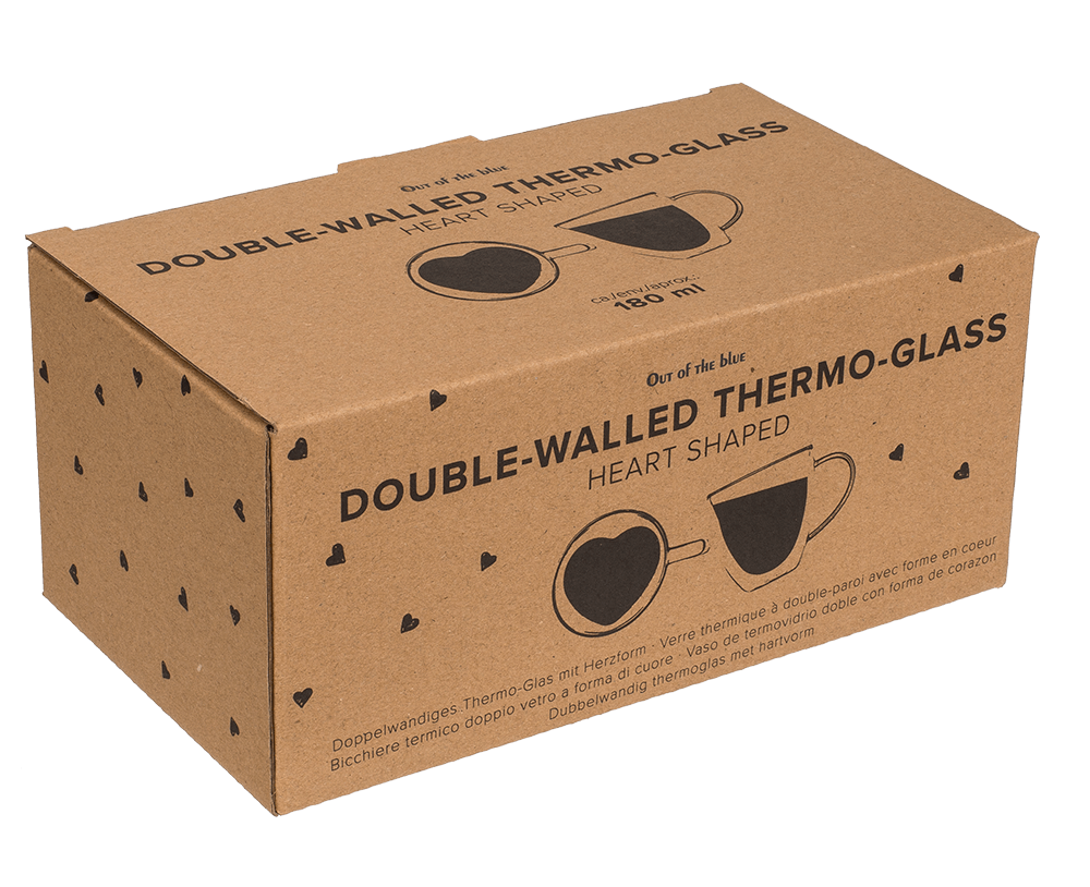 Double-walled thermo-glass with heart shape,