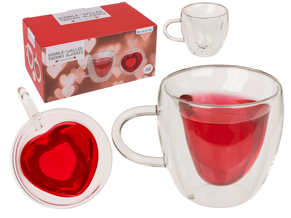 Double-walled thermo-glass with heart shape,