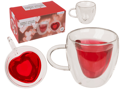 Double-walled thermo-glass with heart shape,