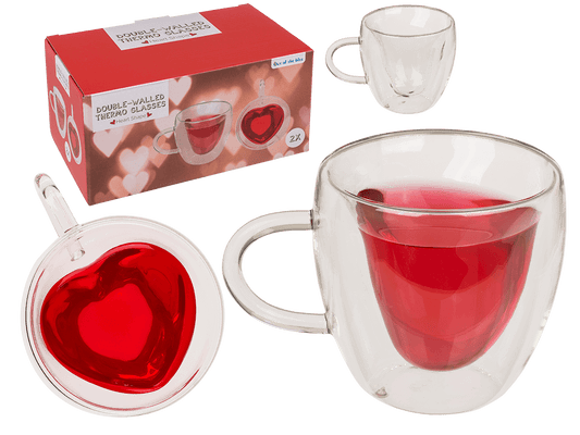 Double-walled thermo-glass with heart shape,