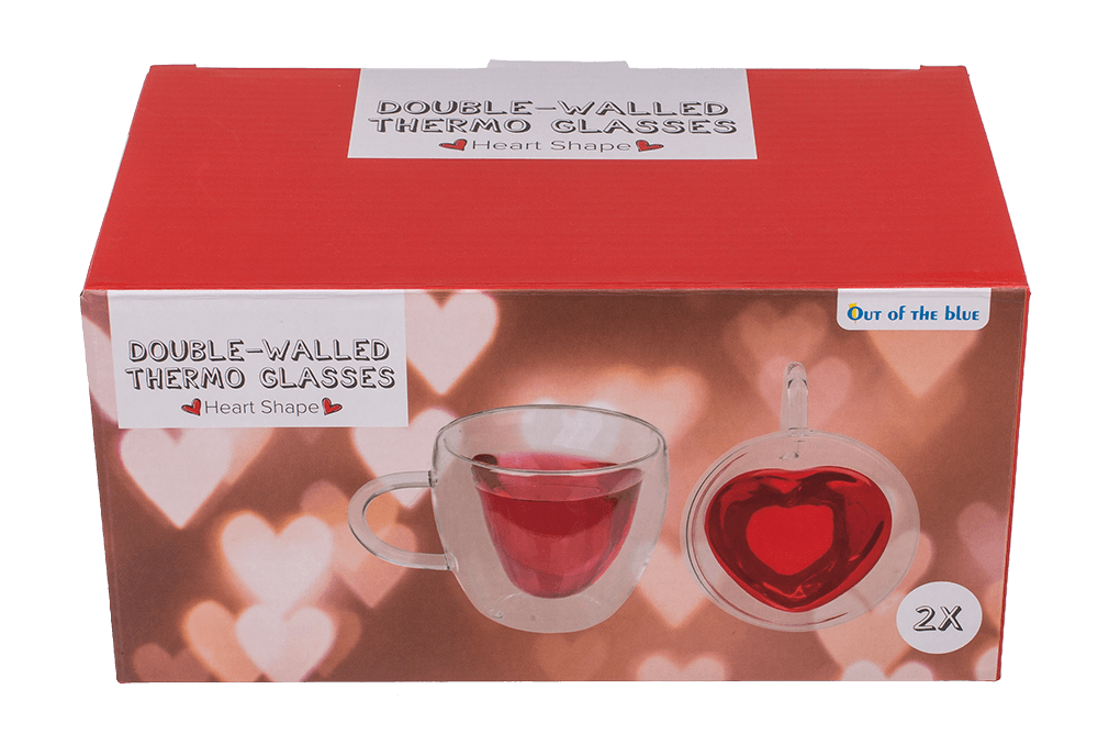 Double-walled thermo-glass with heart shape,