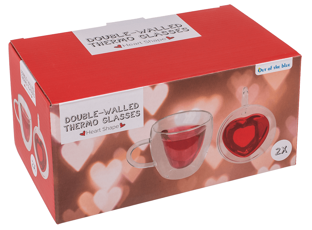 Double-walled thermo-glass with heart shape,