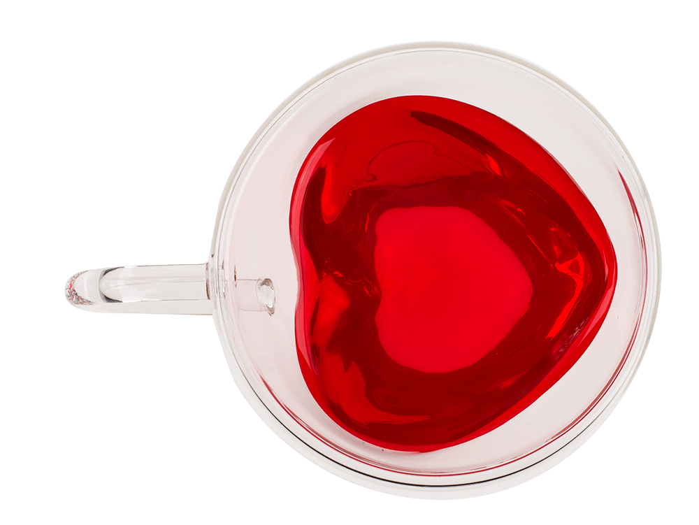 Double-walled thermo-glass with heart shape,