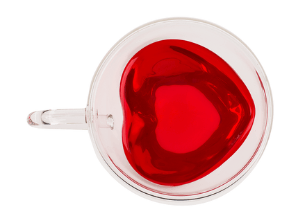 Double-walled thermo-glass with heart shape,