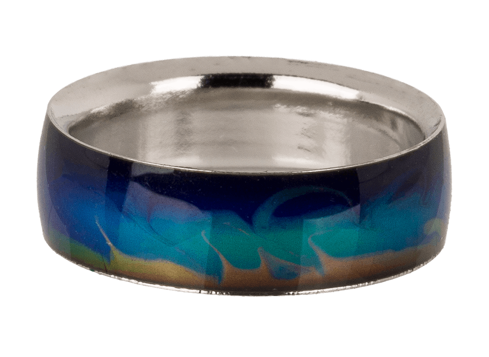 Stainless steel mood ring, Waves,