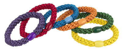 Textile hair ribbon/bracelet, Rainbow colours,