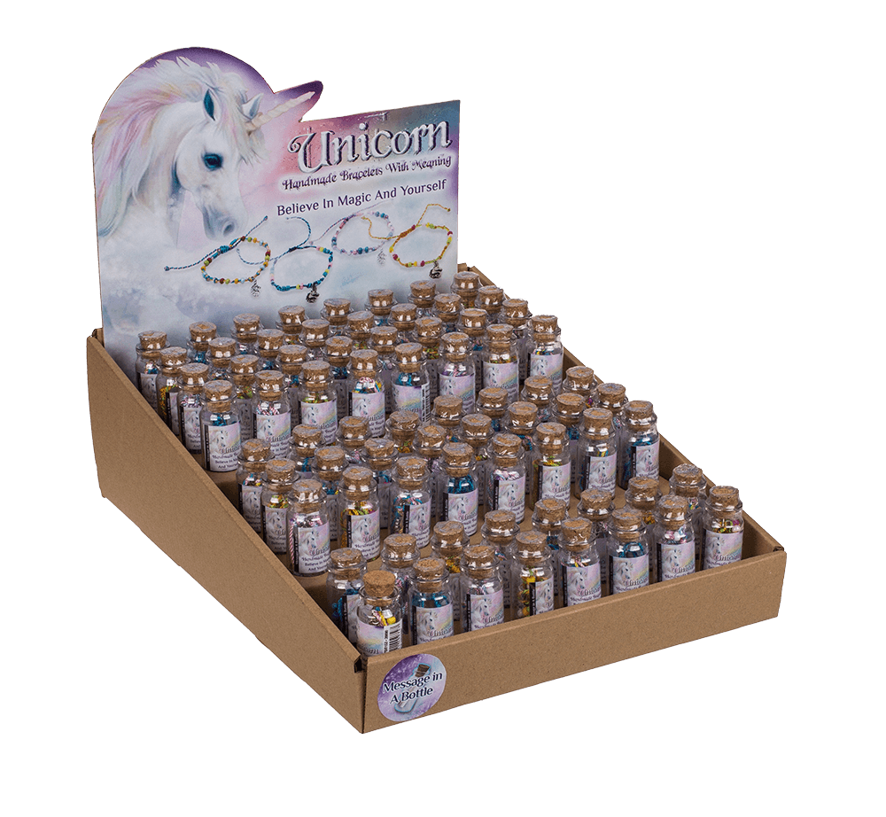 Textile bracelet with glass beads & metal pendant,