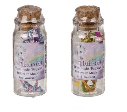 Textile bracelet with glass beads & metal pendant,