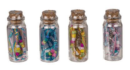 Textile bracelet with glass beads & metal pendant,