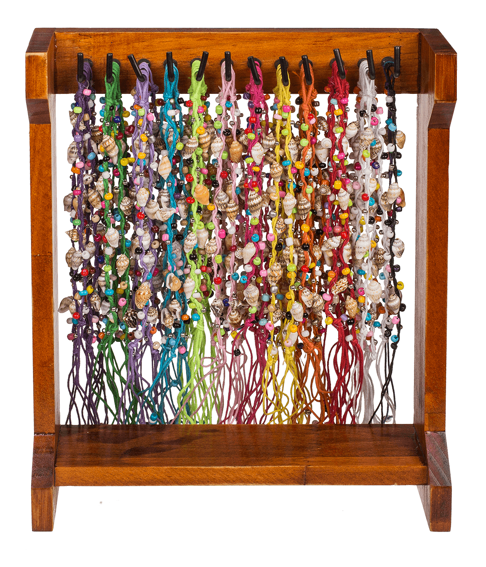 Textile bracelet with mussels & glass pearls,