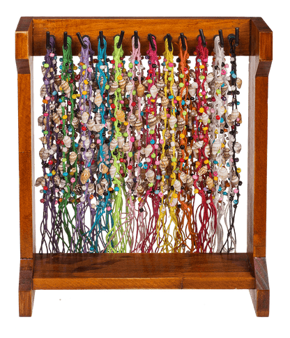 Textile bracelet with mussels & glass pearls,