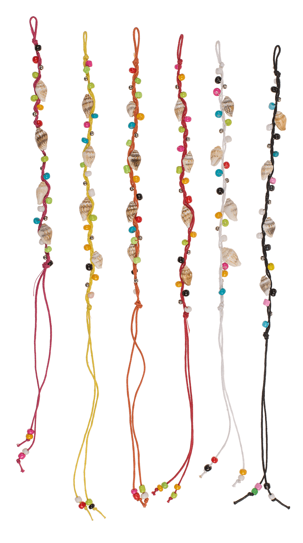 Textile bracelet with mussels & glass pearls,