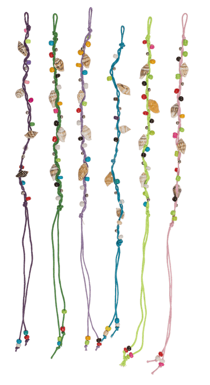 Textile bracelet with mussels & glass pearls,