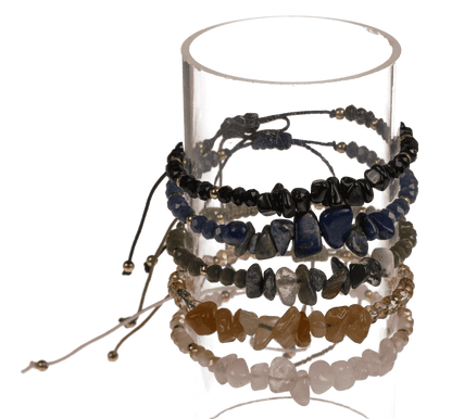 Glass bracelet with gemstones,