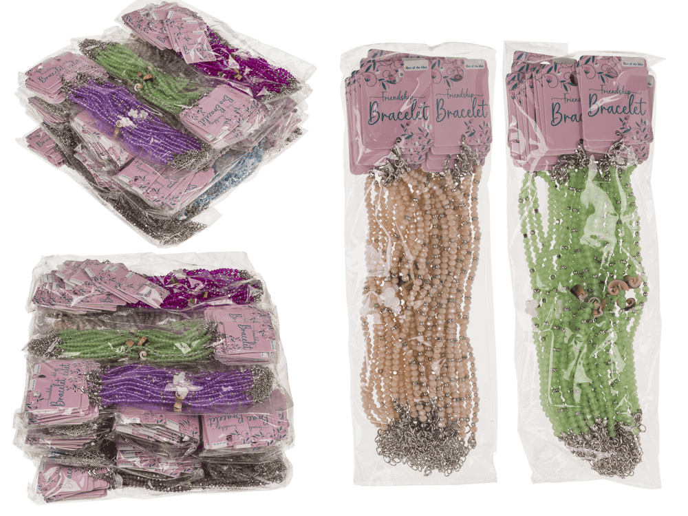 Metal bracelet with glass beads, Shiny,