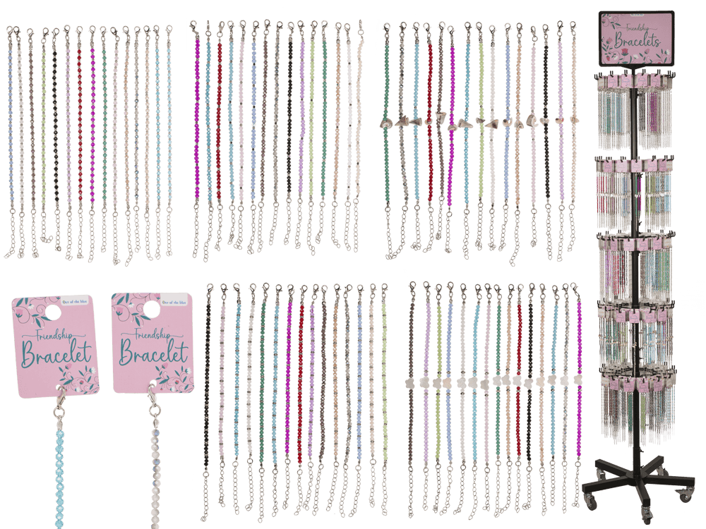 Metal bracelet with glass beads, Shiny,