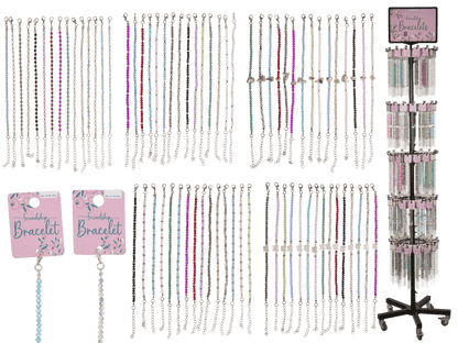 Metal bracelet with glass beads, Shiny,