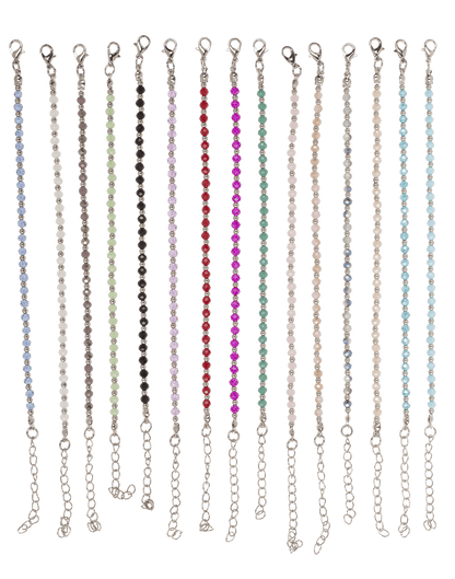 Metal bracelet with glass beads, Shiny,