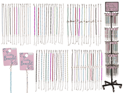 Metal bracelet with glass beads, Shiny,