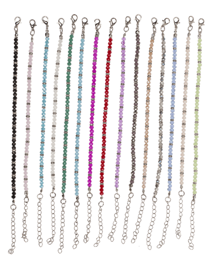 Metal bracelet with glass beads, Shiny,