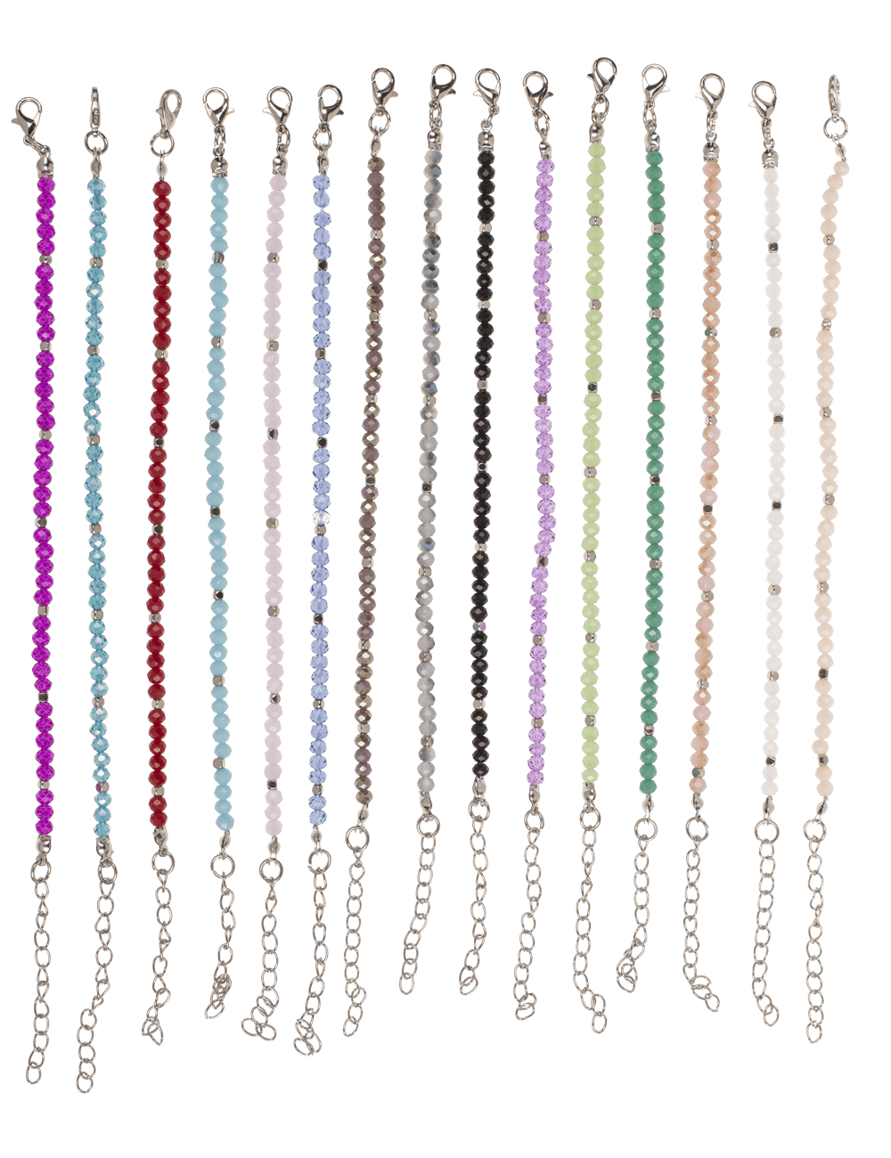 Metal bracelet with glass beads, Shiny,