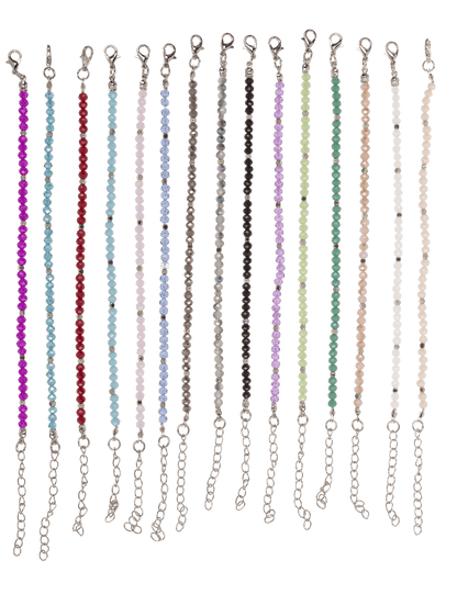 Metal bracelet with glass beads, Shiny,