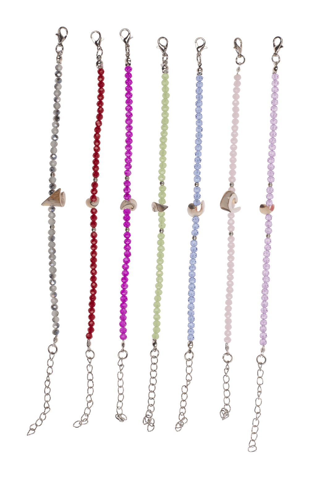 Metal bracelet with glass beads, Shiny,