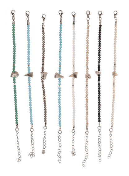 Metal bracelet with glass beads, Shiny,