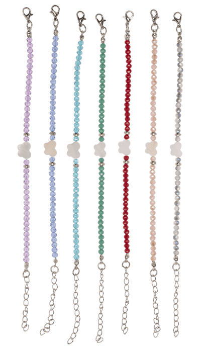 Metal bracelet with glass beads, Shiny,